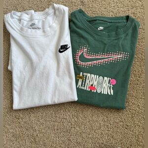 Nike T-Shirt- White Classic Embroidered Tee XS & Teal Airphoria Graphic Tee L